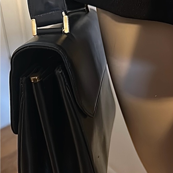 Bienen-Davis Vintage Mid-Century Structured Black Leather Purse Bag One Handle - Picture 6 of 9